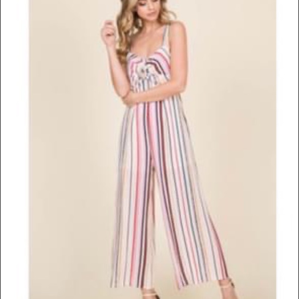 Striped Tie-Front Romper